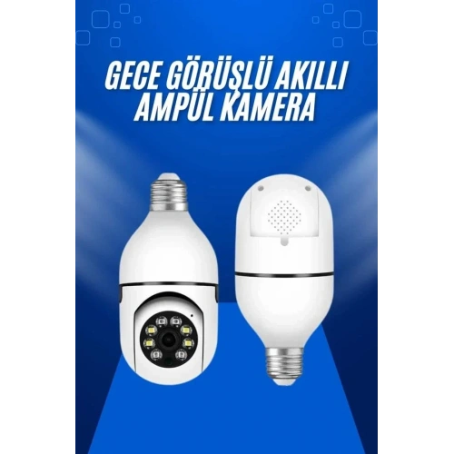 Akıllı Ampül Kamera Wifi Gece Görüşlü 360 Derece İzleme
