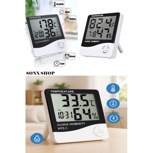 Akıllı Dijital Nem Sıcaklık Ölçer Termometre Masa Saati Fonksiyonel Ev Oda Ortam Dijital Sensörlü