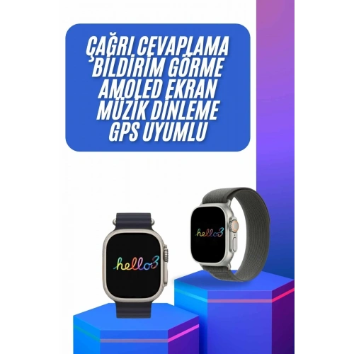 Akıllı Kol Saati 49 Mm Amoled Ekran 3 Kordonlu Model