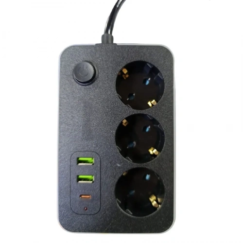Akım Korumalı 3lü Priz 2 Usb 1 Type-c Girişli