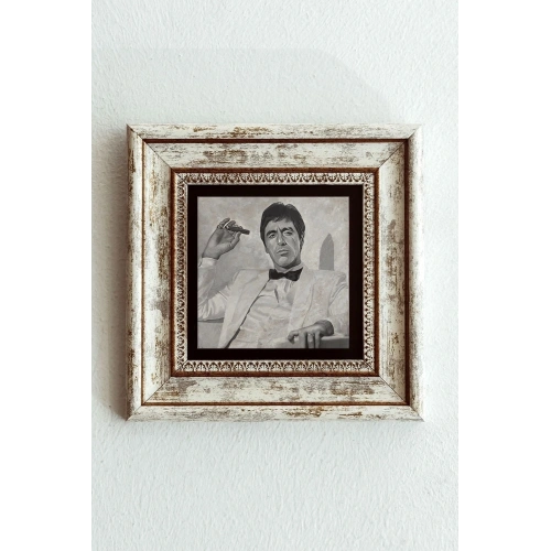 Al Pacino Çerçeveli Taş Tablo , Çerçeveli Taş Duvar Dekoru-enkcrcvtbl-00110 20 cm