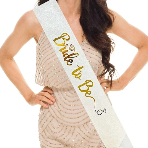 Gold Bride To Be Written White Sash
