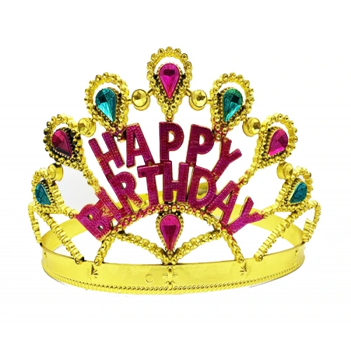 Gold Color Happy Birthday Crown