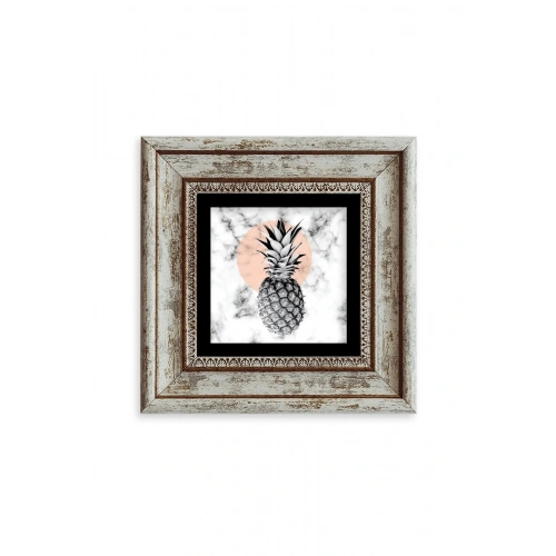 Ananas Çerçeveli Taş Tablo 20 cm