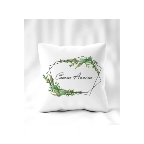 Anneler Günü Yaprak Desen Canım Annem Yastık 40 x 40