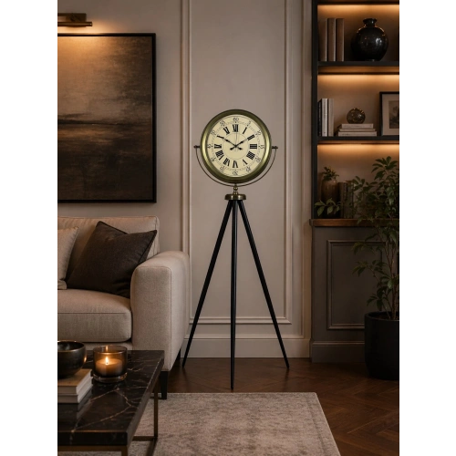 Antik Görünümlü Eskitme Tripod Ayaklı Saat