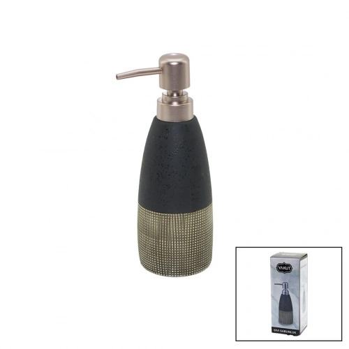 ANTRASİT GRİ - KREM MAT DESEN SERAMİK SIVI SABUNLUK (5365)