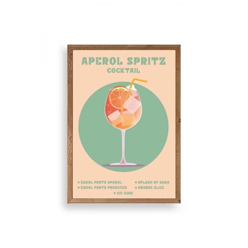 Aperol Spritz Ahşap Çerçeveli Tablo 17 x 23