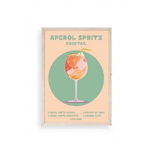 Aperol Spritz Ahşap Çerçeveli Tablo 23 x 30