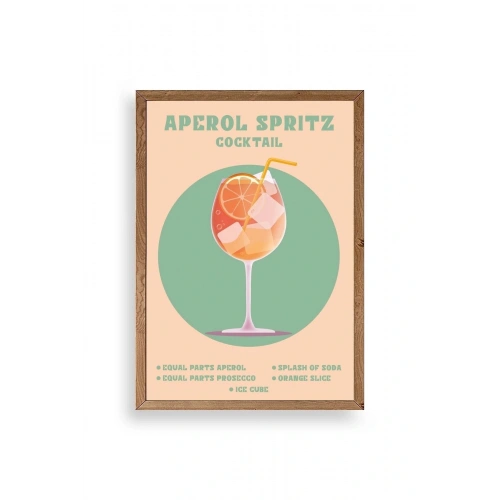 Aperol Spritz Ahşap Çerçeveli Tablo 50 x 70