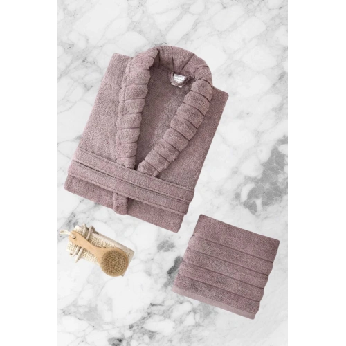 AquaLoom Lux Womens Bathrobe and Towel Set 100% Cotton Mulberry