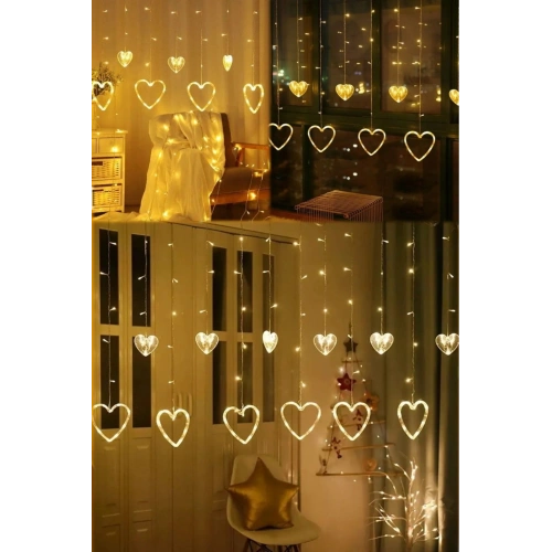 Asılabilir Sarkım Ledli Kalpli Modlu Dekoratif Ev Oda Bahçe Aydınlatma Sarkıtma Ledi