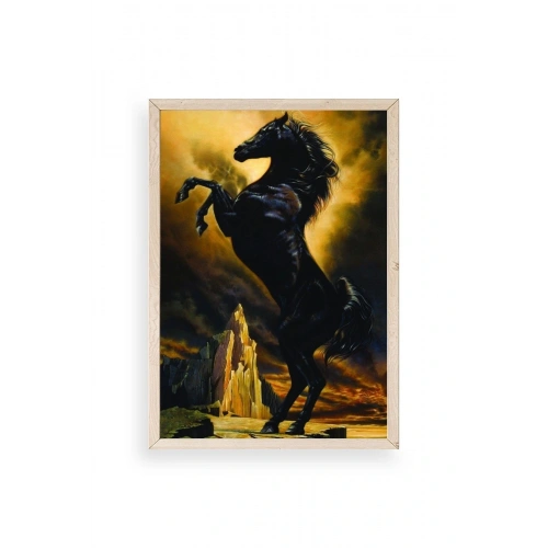 At Ahşap Çerçeveli Tablo 30 x 42