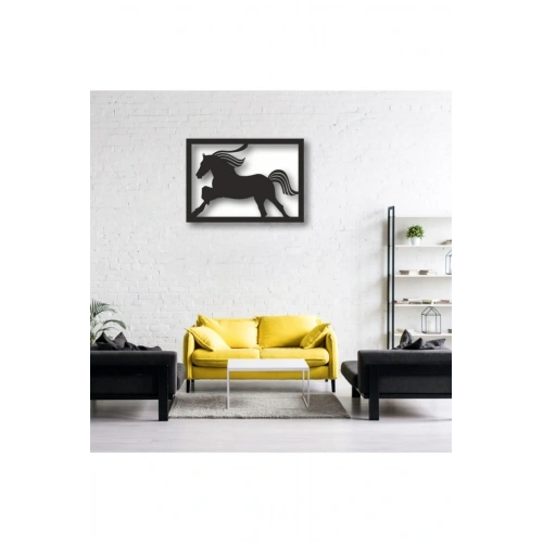 At Figürlü Çerçeve Görünümlü Ahşap Tablo