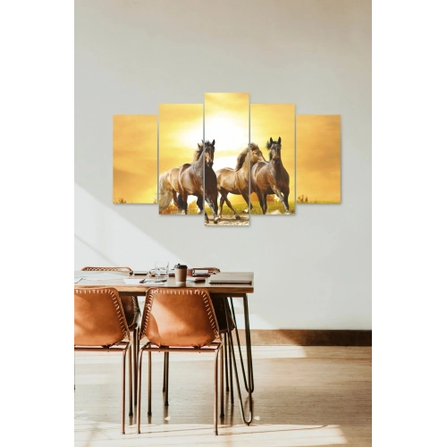 At Manzarası 5 Parçalı Mdf Tablo 60 x 100