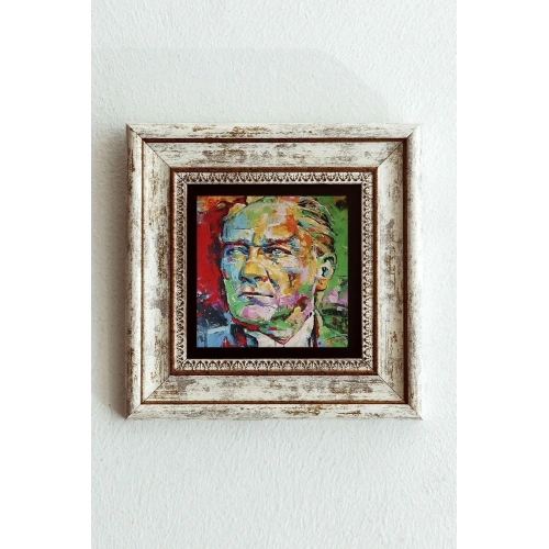 Atatürk Çerçeveli Taş Tablo , Çerçeveli Taş Duvar Dekoru-enkcrcvtbl-00173 20 cm