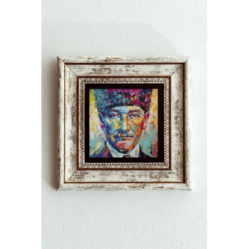 Atatürk Çerçeveli Taş Tablo , Çerçeveli Taş Duvar Dekoru-enkcrcvtbl-00197 20 cm