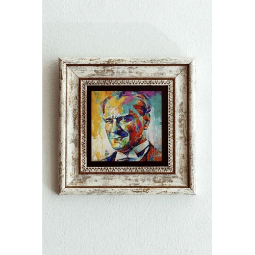 Atatürk Çerçeveli Taş Tablo , Çerçeveli Taş Duvar Dekoru-enkcrcvtbl-00207 20 cm