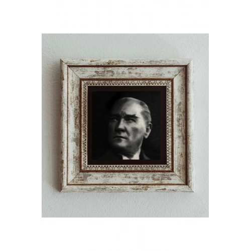 Atatürk Portre Çerçeveli Taş Tablo , Çerçeveli Taş Duvar Dekoru 20 cm