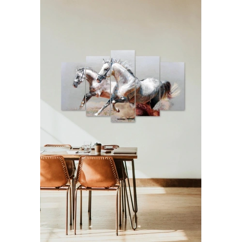 Atlar Manzara 5 Parçalı Mdf Tablo 60 x 100