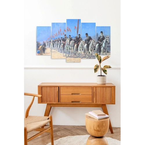 Atlı Birlikler Manzarası 5 Parçalı Mdf Tablo 60 x 100