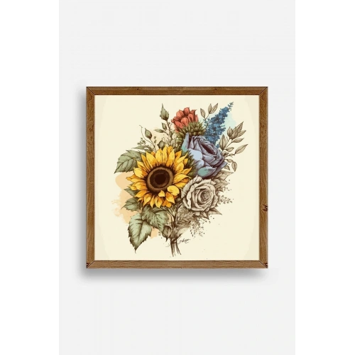 Ayçiçeği Ahşap Çerçeveli Tablo 50 x 50