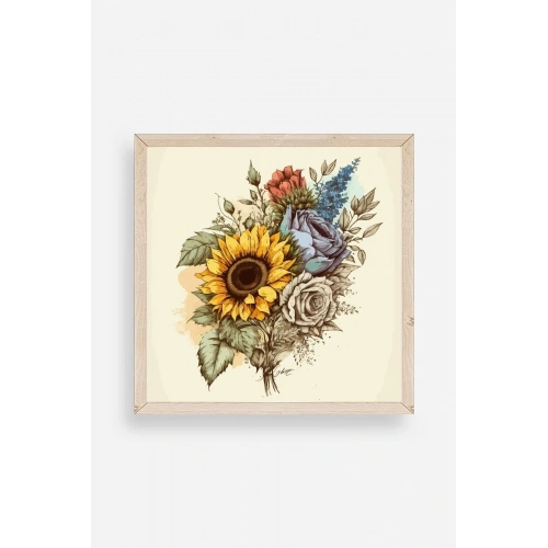 Ayçiçeği Ahşap Çerçeveli Tablo 50 x 50