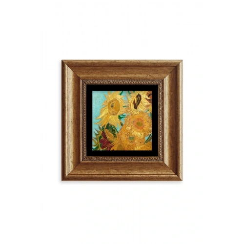 Ayçiçeği Çerçeveli Taş Tablo 20 cm