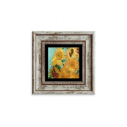 Ayçiçeği Çerçeveli Taş Tablo 20 cm