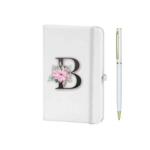 B Harfi Çiçek Desen Baskılı Defter