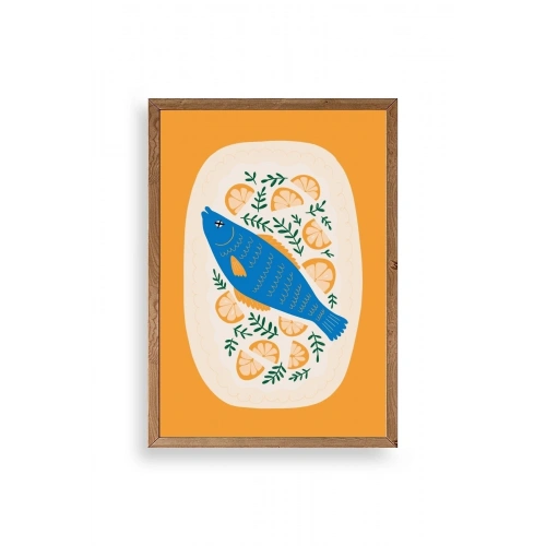Balık Ahşap Çerçeveli Tablo 30 x 42