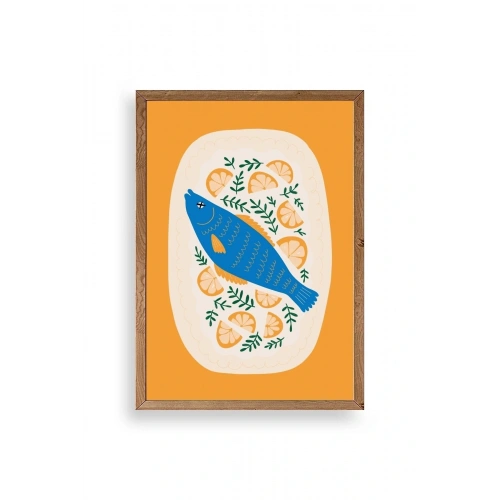 Balık Ahşap Çerçeveli Tablo 50 x 70