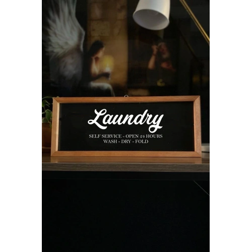 Banyo Siyah Zemin Laundry-self Service Ahşap Çerçeve 50 x 110