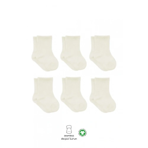 Basic Soket Çorap 6lı Set Ekru Renkli Konfor