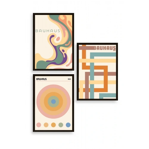 Bauhaus Üçlü Ahşap Çerçeveli Tablo 23 x 30