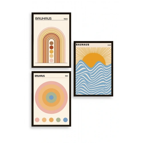 Bauhaus Üçlü Ahşap Çerçeveli Tablo 23 x 30