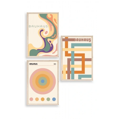 Bauhaus Üçlü Ahşap Çerçeveli Tablo 30 x 40