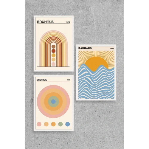 Bauhaus Üçlü Ahşap Çerçeveli Tablo 50 x 70