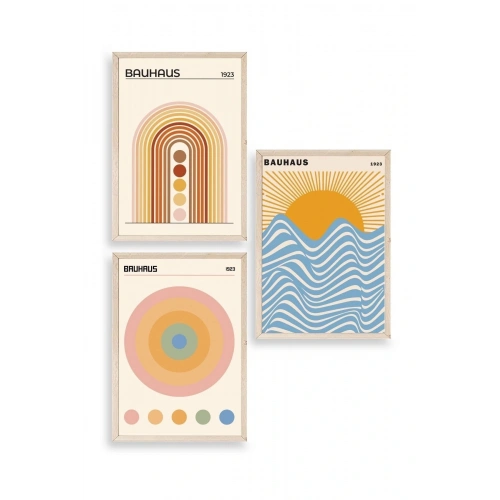 Bauhaus Üçlü Ahşap Çerçeveli Tablo 50 x 70