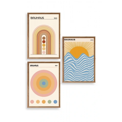 Bauhaus Üçlü Ahşap Çerçeveli Tablo 50 x 70