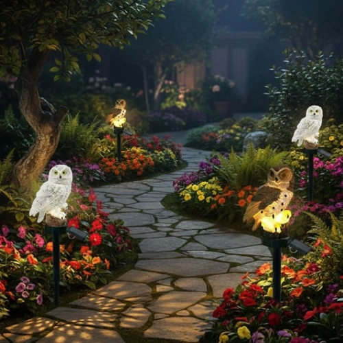 Baykuş Tasarımlı Solar Kazıklı Bahçe Aydınlatma