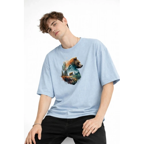 Bear2 - Oversize Tişört Bebek Mavisi