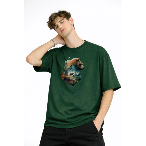 Bear2 - Oversize Tişört HAKI