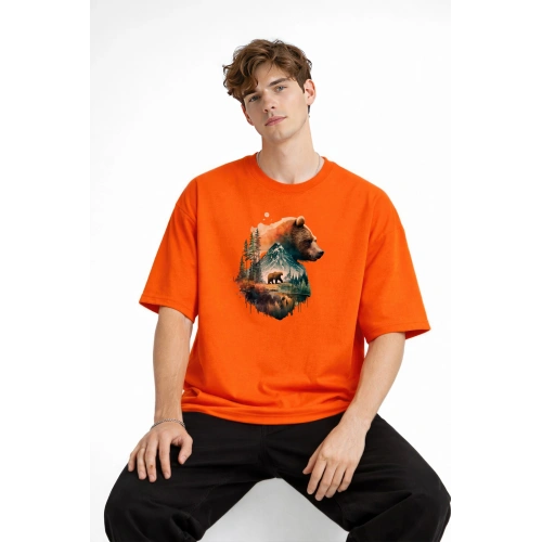 Bear2 - Oversize Tişört TURUNCU