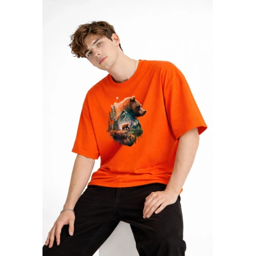 Bear2 - Oversize Tişört TURUNCU