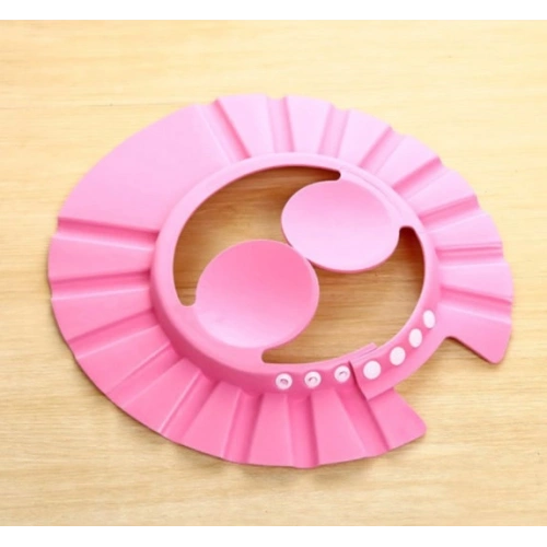 Bebek Banyo Şapkası Düğmeli Kulaklıklı Pembe
