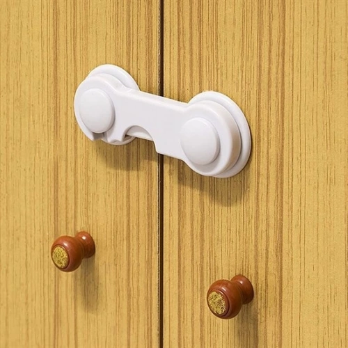 Bebek Çocuk Güvenliği Çekmece ve Dolap İçin Kendiliğinde Yapışkanlı Vidasız Kapak Kilidi (5365)