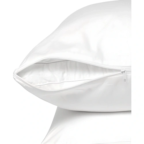 Beyaz fermuarlı yastık mitili, yastık kılıfı