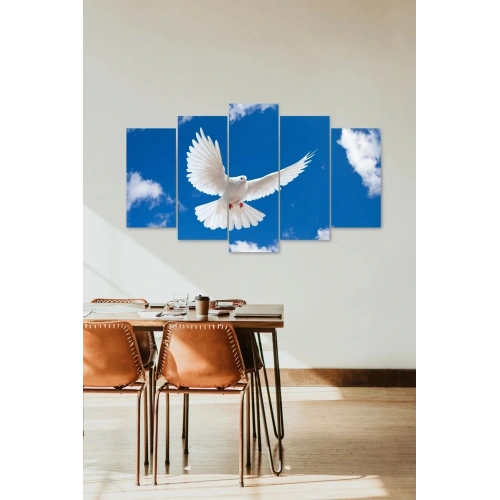Beyaz Kuş 5 Parçalı Mdf Tablo 60 x 100