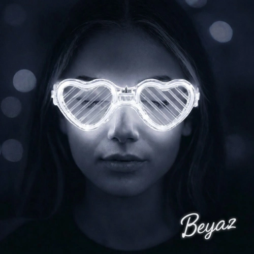 Beyaz LED Işıklı Kalp Gözlük – 3 Modlu Parti - Glow Gözlüğü (5365)